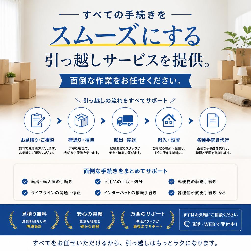 4. 引っ越しサポートをトータルで実施